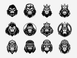 Captivating hand drawn gorilla logo design, featuring bold lines and fierce expression, representing resilience, determination, and primal instincts vector