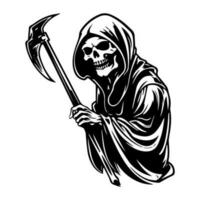 Mysterious and haunting hand drawn illustration of the Grim Reaper, symbolizing the inevitable cycle of life and death. vector