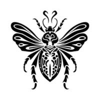 Embrace the unique and mesmerizing world of insects with this hand drawn tribal tattoo illustration. Delicate yet powerful, it captures the essence of transformation and resilience. vector