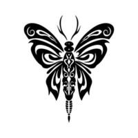 Embrace the unique and mesmerizing world of insects with this hand drawn tribal tattoo illustration. Delicate yet powerful, it captures the essence of transformation and resilience. vector