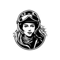 motocross niña motorista logo diseño ilustración vector