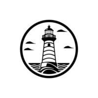 Lighthouse logo design illustration with a hand drawn touch, capturing the spirit of guidance and hope. vector