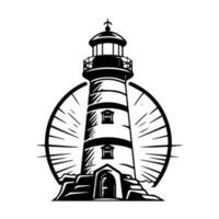 Lighthouse logo design illustration with a hand drawn touch, capturing the spirit of guidance and hope. vector