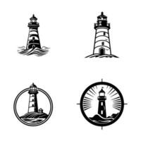 Lighthouse logo design illustration with a hand drawn touch, capturing the spirit of guidance and hope. vector