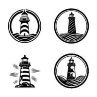 lighthouse hand drawn logo design illustration vector