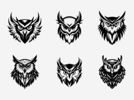 Artistic hand drawn illustration of an owl, capturing its majestic presence and enigmatic charm in a logo design vector