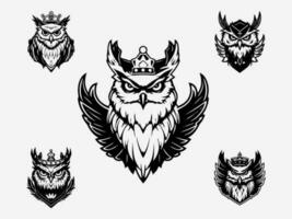 owl hand drawn logo design illustration vector