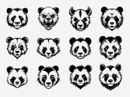 panda hand drawn logo design illustration vector