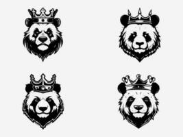 panda hand drawn logo design illustration vector