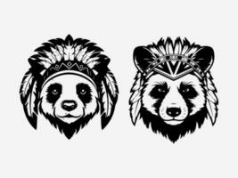 panda hand drawn logo design illustration vector