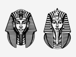 Intricate hand drawn illustration of a pharaoh, representing power, wisdom, and cultural richness, ideal for a distinctive logo design vector