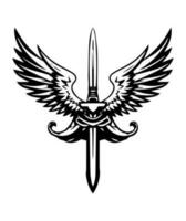 Attention grabbing illustration of a hand drawn dagger sword, creating a powerful logo design that embodies a sense of danger, adventure, and determination vector