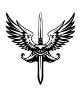 Attention grabbing illustration of a hand drawn dagger sword, creating a powerful logo design that embodies a sense of danger, adventure, and determination vector