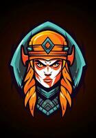 Viking warrior girl illustration vector