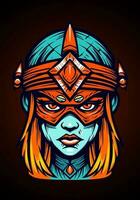 Viking warrior girl illustration vector