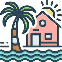 color icon for beach house vector