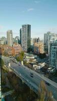 Aerial view of the skyscrapers in Downtown of Vancouver, Canada video