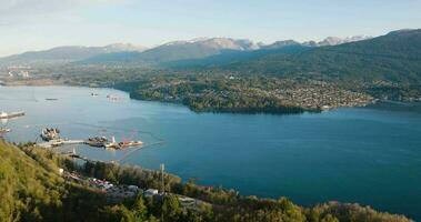 Aerial view from Burnaby Mountain Park on Deep Cove Bay video