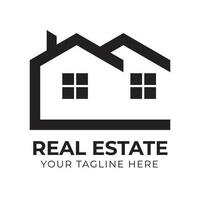 Creative modern abstract minimal real estate home house logo design Free Vector