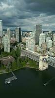 Aerial view on downtown, Granville bridge and False Creek in Vancouver video