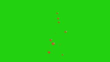 Red hearts with reflection particles white star moving on transparent green screen background video