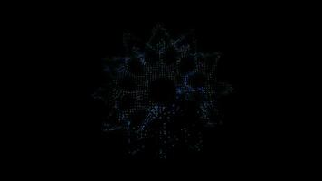 Abstract digital particles snowflake glitter element rotate and faded in the end video
