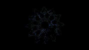 Abstract digital particles snowflake glitter element rotate and faded in the end video