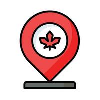 Location pin with maple leaf, icon of canadian location in modern style vector