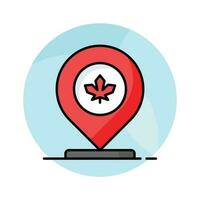 Location pin with maple leaf, icon of canadian location in modern style vector