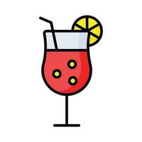 A glass of fresh drink with piece of lemon showing concept icon of cocktail vector