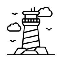 un torre conteniendo un Faro ligero a advertir o guía buques a mar, bien diseñado icono de faro vector