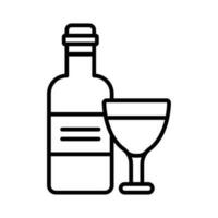 Wine glass with bottle showing vector of alcoholic drink in modern style