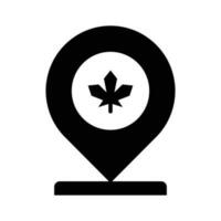 Location pin with maple leaf, icon of canadian location in modern style vector