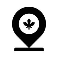 Location pin with maple leaf, icon of canadian location in modern style vector