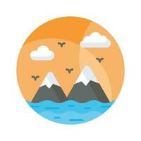 cheque esta increíble icono de montañas, paisaje vector diseño