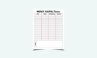 Money Saving Planner kdp interior vector