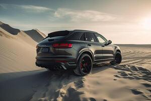 luxury car on sand dunes. photo