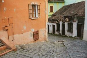 A beautiful medieval citadel city of Sighisoara in the heart of Romania, Transylvania travel destination in Eastern Europe. photo