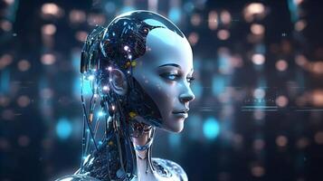 Cybernetic Robotic in Artificial Intelligence Technology Concept Background, photo
