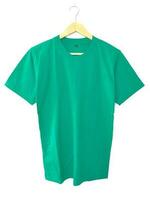 Green T-Shirt on Hanger with White Background photo