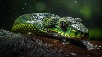 salvaje naturaleza venenoso víbora lengua espiral serpientes en cerca arriba retrato generado por ai foto