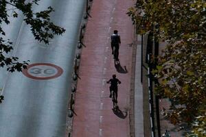 Bilbao, Vizcaya, Spain, 2023 - cyclist on the street, bicycle mode of transportation photo