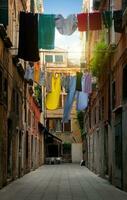 Drying clothes on the street photo