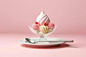 stock photo of ice cream with little plate food photography