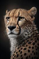 Cheetah portrait on dark background. photo