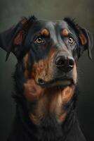 Dog portrait on dark background. photo