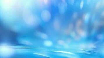 Abstract light blue blurred background with beautiful lighting spots and reflections photo