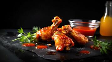 Grilled chicken wings. photo