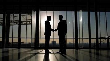 Businessman handshake for teamwork of business merger and acquisition. AI generated photo