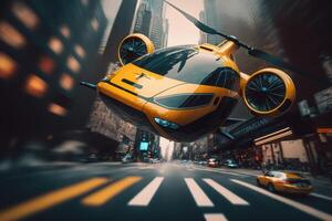 aire coche o Taxi de el futuro, urbano aire movilidad, generativo ai foto